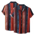 thumbnail image 2 of IROINNID Men's Casual Short Sleeve Blouse With Stripe Printed, 2 of 9