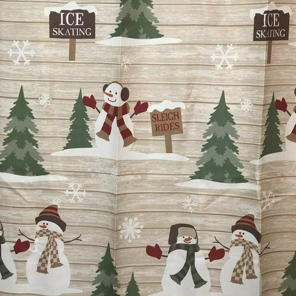 Winter Wonderland Snow Friends Holiday Snowman Shower Curtain & Hook