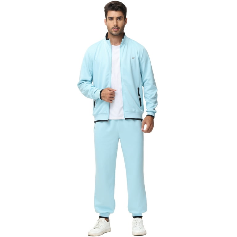 Weilanxin Men's 2-Piece Tracksuit, Full Zip Sweat Suit, GrayBlue
