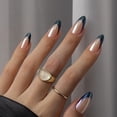 thumbnail image 1 of Press On Nails BtartBox con punta francesa, corto, almendra, cisne negro, 1 of 8