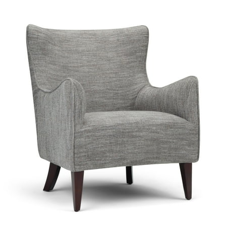 Brooklyn + Max Dorris 28 inch Wide Contemporary Modern Winged Back Accent Chair in Grey Tweed