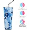 thumbnail image 3 of Stainless Steel Vacuum Insulated Tumbler - THILY 26 oz Triple-Insulated Travel Mug with Splash-Proof Lid, for Iced Coffee and Hot Beverage, Blue Maple, 3 of 5