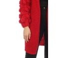 thumbnail image 4 of Simply Couture Women's Casual Solid Open-Front Knit PomPom Bubble Bishop Sleeve Knitwear Cardigan, 4 of 4