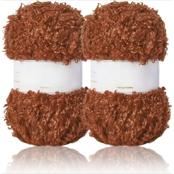 2 Skeins 200g Teddy Fur Yarn Super Soft Yarn Chunky Fluffy Faux Fur Yarn Fuzzy Yarn Eyelash Yarn for Crochet Knit -Total Length 2×50m(2×55yds,3.53oz×2)