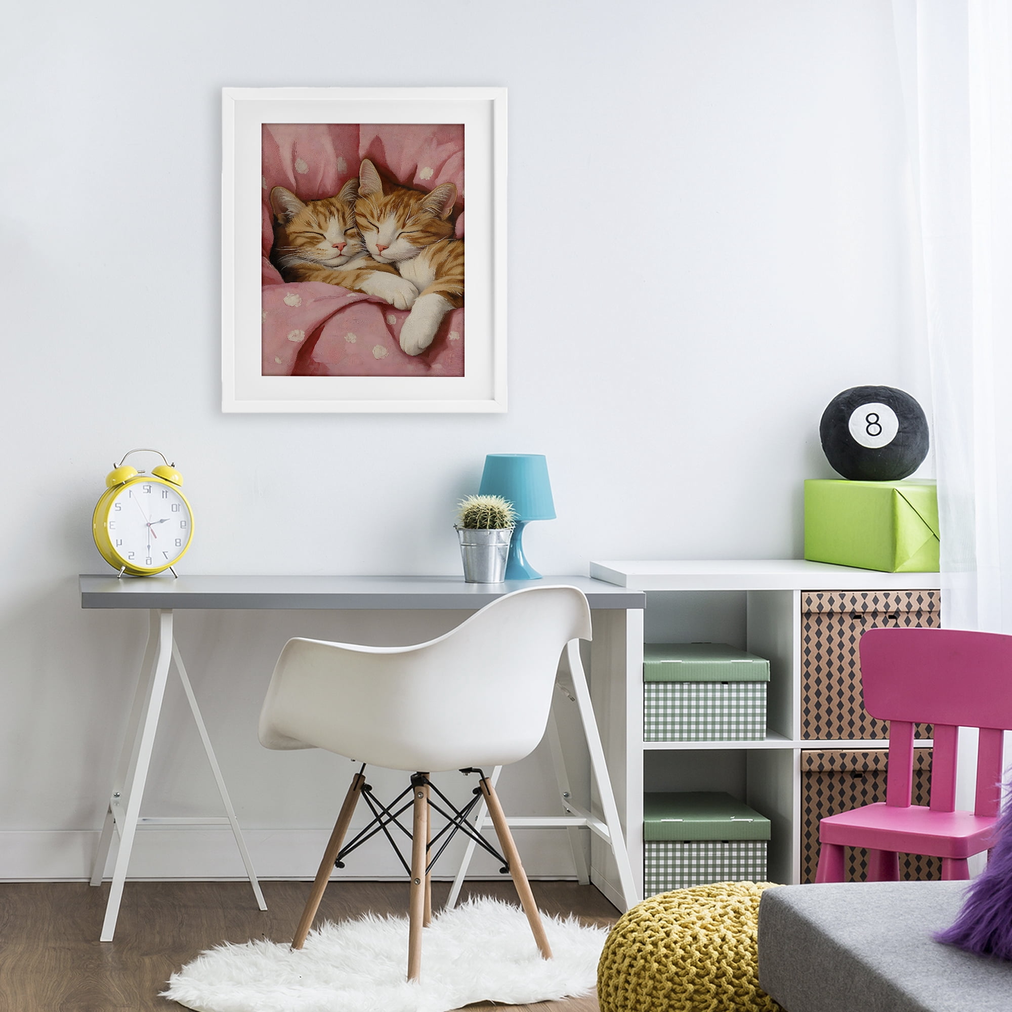 Stupell Industries Sleeping Orange Cats Embrace White Framed Print Under Glass, design by The Prints Vibe