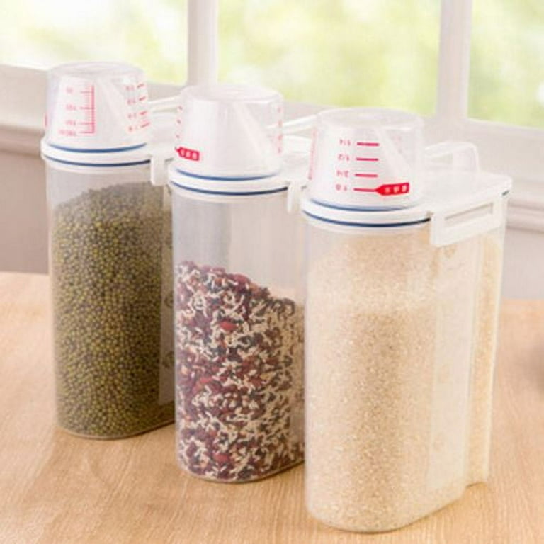 Rice storage and dispenser  Glass food storage containers, Glass food  storage, Cereal containers