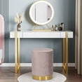 thumbnail image 2 of Homebeez Round Velvet Ottoman, Upholstered Vanity Stool Footrest,Makeup Chair for Bedroom Living Room, 2 of 6