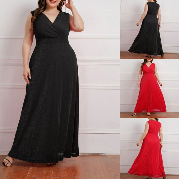 DDAPJ pyju Womens Plus Size Dresses Wrap V Neck Maxi Formal Dress Elegant Lace Bridesmaid Dresses Red XXXXXL
