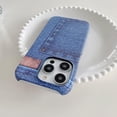 thumbnail image 7 of Compatible with iPhone 15 Plus Luminous Case Glow in The Dark Noctiluncent Fluorescent Case for Women Girly Slim Hard PC Soft Denim Texture Anti Slip Shockproof Light up Phone Cover, Blue, 7 of 7
