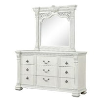 Furniture of America Byrne Wood Dovetail White 9-Drawer Dresser with Mirror
