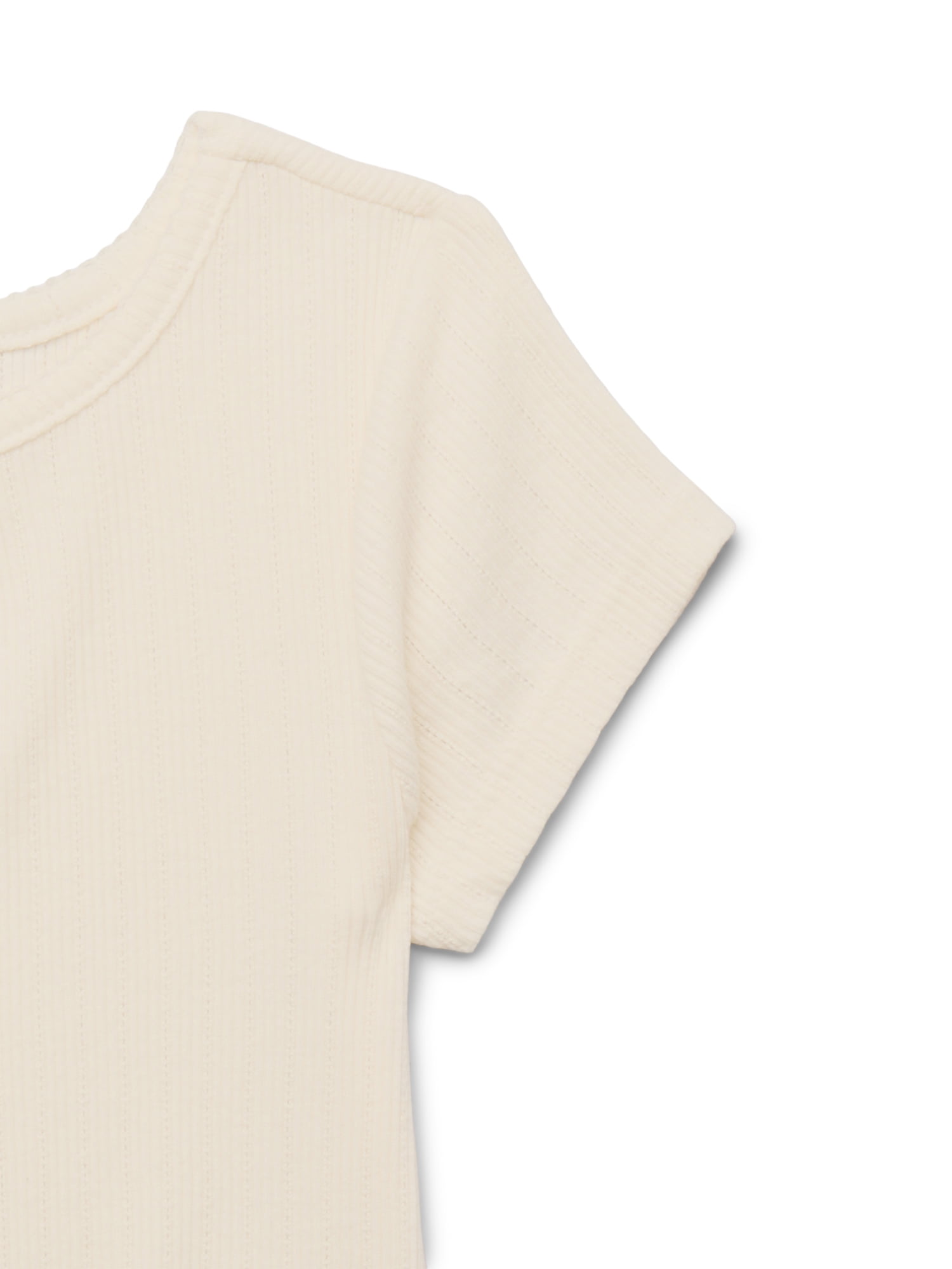Wonder Nation Girls Ribbed Pointelle Keyhole T-Shirt, Sizes 4-18 & Plus