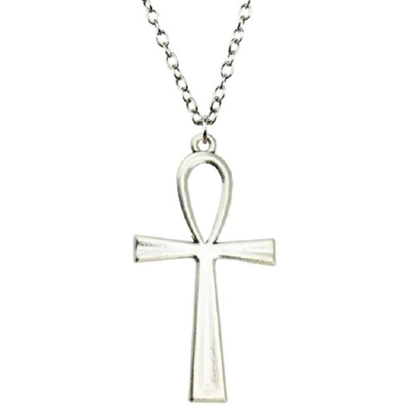 Necklace Ankh Egyptian Long Chain Symbol Cross Silver:silver/Silver Great Gift