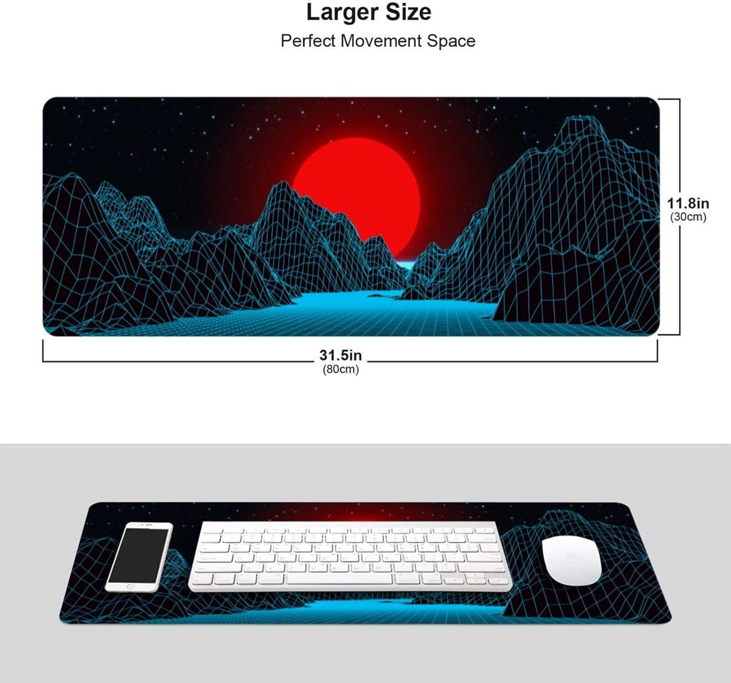 Cool Galaxy Large Gaming Mouse Pad XL,with Stitched Edges Long Extended Waterproof Desk Mat Non Slip Topographic Mousepad 31.5 X 11.8 Inch