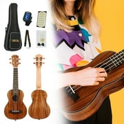 UBETA US-K-062 Acacia Koa Soprano Ukulele / with Italy Aquila strings (6 in 1) Kit: Gig bag, clip-on tuner, Aquila strings,picks and straps