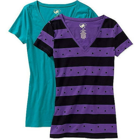 OP Juniors' Plus V-Neck Tee, 2-Pack