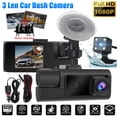 thumbnail image 1 of Caméra de Tableau de Bord DVR pour Voiture avant et Arrière Intérieur 3 Canaux 1080P, Écran IPS de 2 Pouces, Lumières de Cabine Infrarouges Vision Nocturne, avec Enregistrement en Boucle, Enregistrement de 24 Heures, 1 of 8