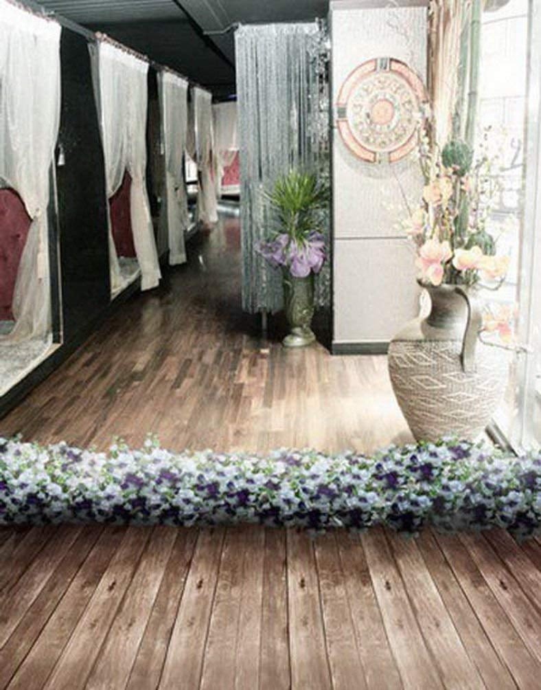 5x7ft Wooden Room Floor Flowers Photography Background Computer-Printed Vinyl Backdrops