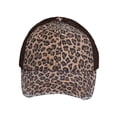 thumbnail image 2 of Womens Distressed Leopard Print Cap – Adjustable Trucker Hat with Frayed Bill, Brown, 2 of 4