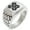 Silver, variant on Stainless Steel Aso Samurai Crest Geometric Pattern Step-Down Biker Style Polished Ring