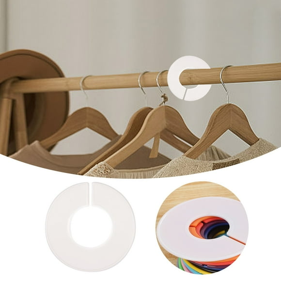 Clip de Fixation Rond Fendu Anneau Séparateur de Vêtements pour l'Organisation du Placard – Ensemble d'Anneaux Séparateurs de Taille Blancs avec 50 pour Supports à Vêtements et Rangement de Garde-Robe 50 Pcs