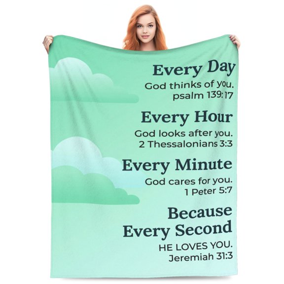 Christian Blanket, Bible Verse Throw Blanket, Religious Faith Design, Soft Flannel Cozy Blanket with Inspirational Prayer Message 50x40
