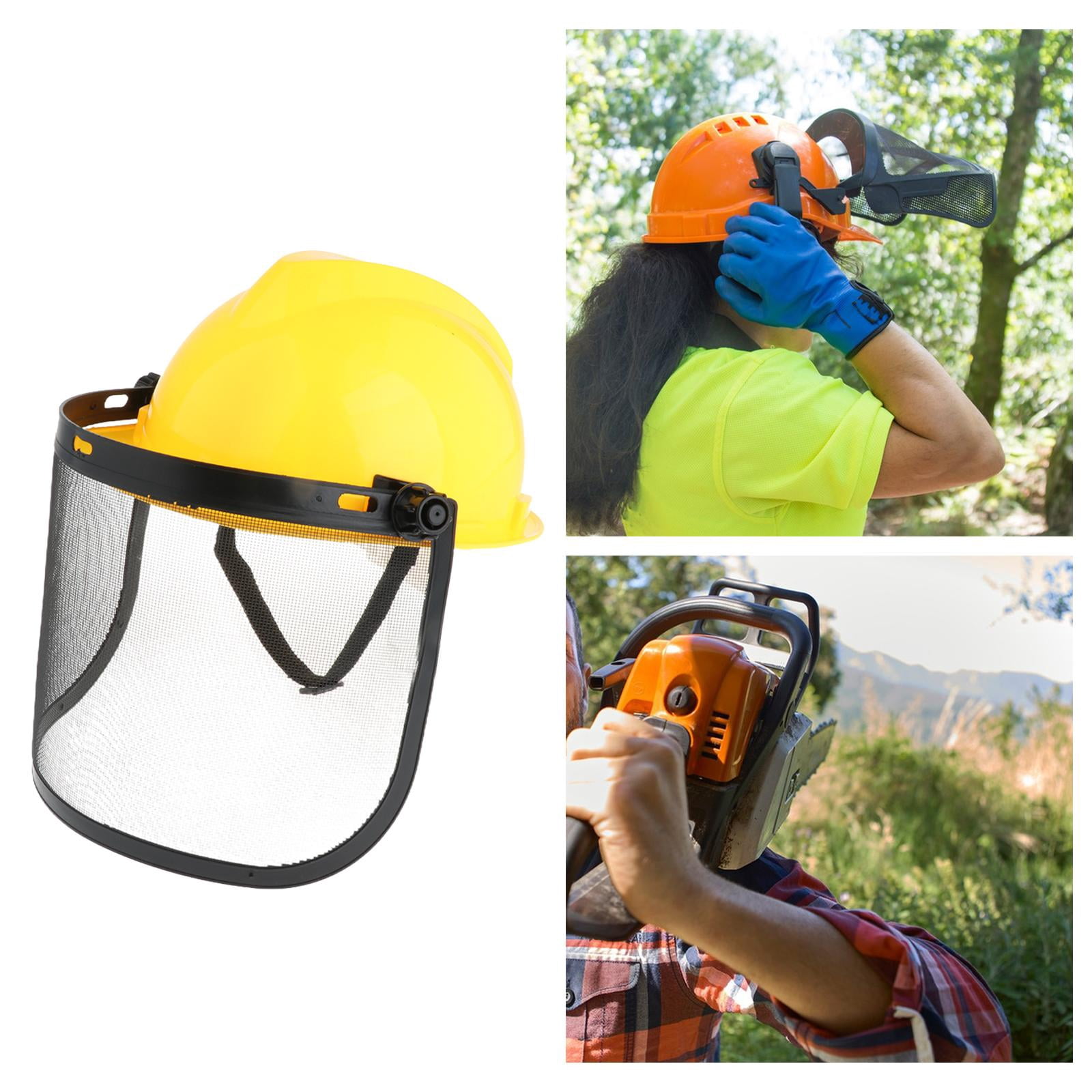 figatia Trimmer Hard Hat Face Shield Mesh Protective Visor Yellow for Landscaping Generic Lightweight Full Face Protection Face Guard