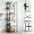 thumbnail image 3 of Casacomoda Book Shelf Set of 2, 6 Tier Bookcase, Storage Shelf, Industrial Bookcase for CDs, Photos, Books, Modern Bookshelf for Home Office, Living Room, Kitchen, Bedroom, Rust Brown, 3 of 10