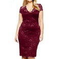 thumbnail image 1 of Birdeem Robe Mode Femme Aguichant Grande Taille Manches Courtes Col en V Dentelle Ajourée, 1 of 2