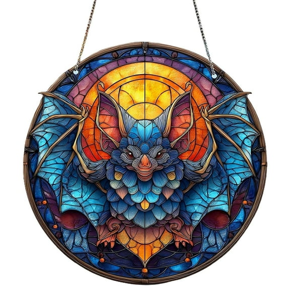 CMrtew Gothic Halloween Decor Skeleton Stained Glass Window Hanging Colorful Acrylic Sun for Home, Garden & Parties Ornament