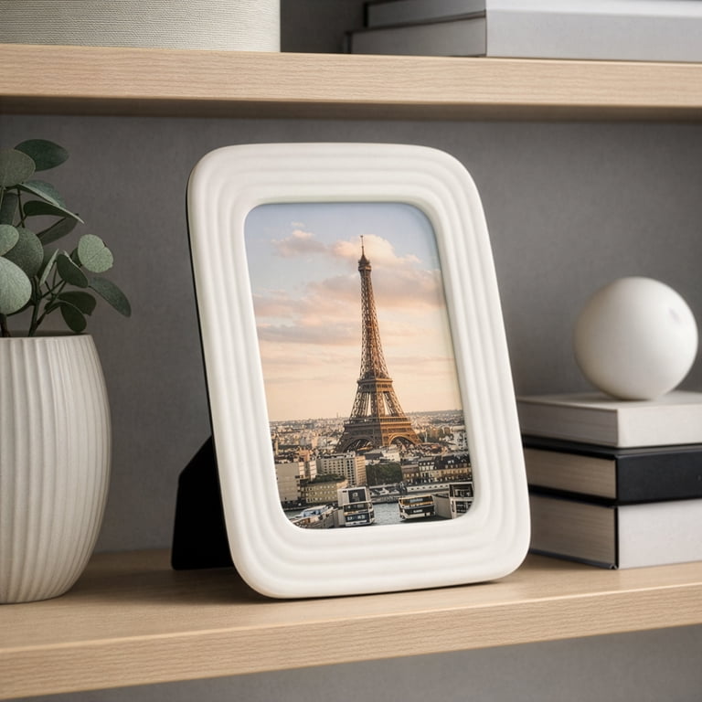 Ceramic Picture Frame 4x6 in White Rectangular photo 6