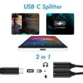 thumbnail image 6 of Dual USB C Headphone and Charger Adapter, 2-in-1 Type C Audio Adapter with Fast Charging, USB TYPE C Splitter Dongle Cable Cord for 15 Series, Galaxy S22/21/20, All Android series（Black）, 6 of 7
