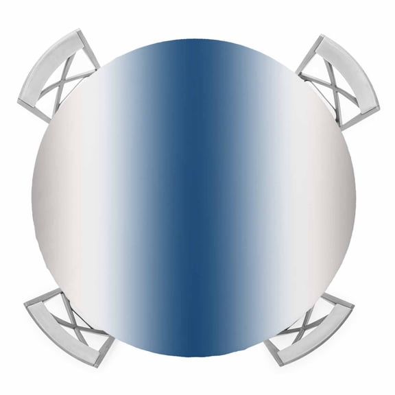 Round Fitted Tablecloth with Elastic Edge, Lake Blue Grey White Waterproof Table Cloth Table Cover for 55"-60" Tables, Farmhouse Ombre Color Modern Tablecloths for Dining Picnic Party Outdoor