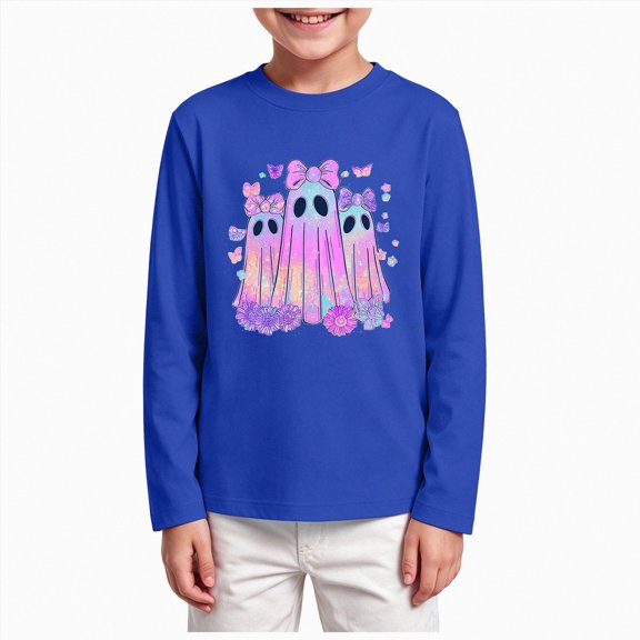 Gubotare Shirts Boys Toddler Boys Girls Print Shirt Kids Long Sleeve Fall Tee Tops Size 9-10 (Dark Blue,9-10 Years)