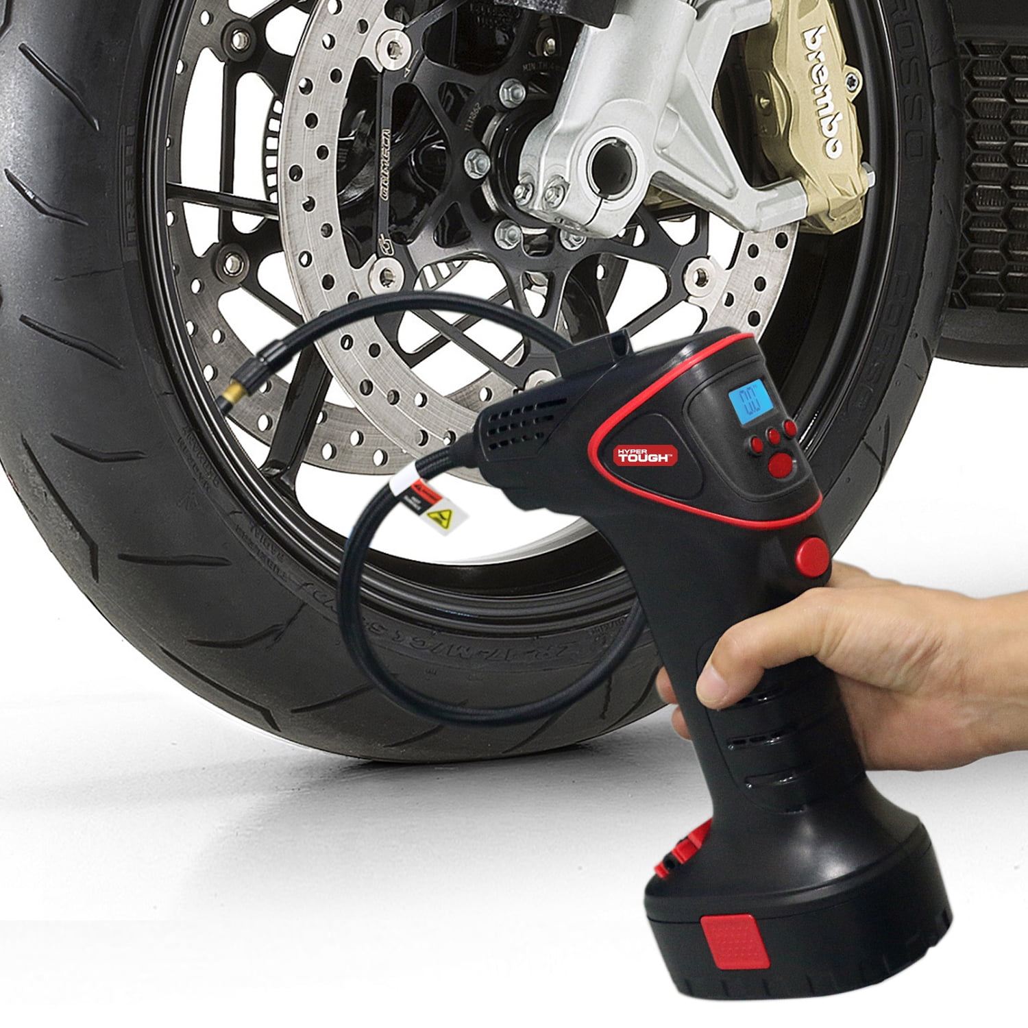 Hyper Tough DC 12V Cordless Portable Pistol Tire Inflator with Pre-set Digital Gauge-100psi