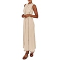 thumbnail image 5 of Women's Summer Sleeveless Extra Contrast Stitch Ribbed Knit Long Dresses, 5 of 6