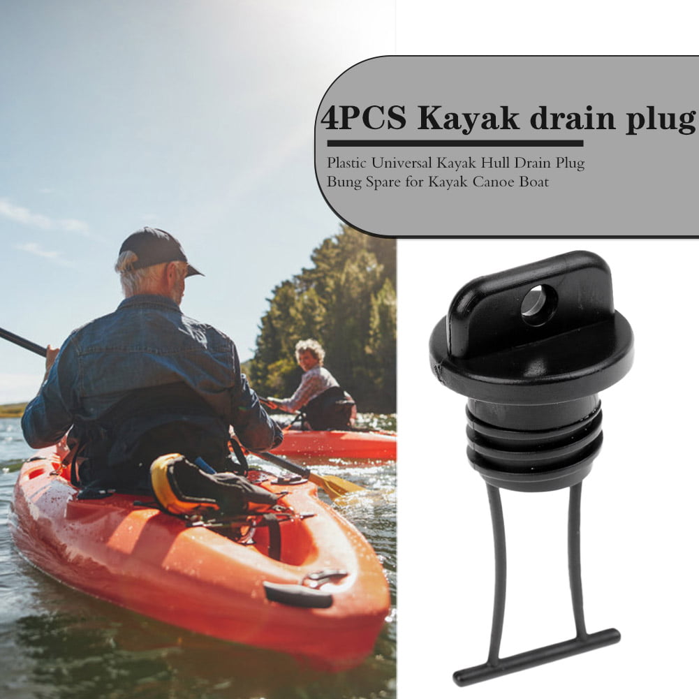 4 x Universal Boating Kayak Hull Drain Plug Bung Marine Replacement Black