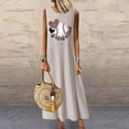 thumbnail image 2 of SEMIMAY Women Summer Cotton Boho Casual Fashion Crewneck Sleeveless Dress, 2 of 5