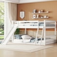thumbnail image 2 of Bellemave Full Over Full Bunk Bed with Slide and Ladder Wood Floor Bunk Bed with Headboard Full Size Low Bunk Bed Frame No Box Spring Needed, White, 2 of 9