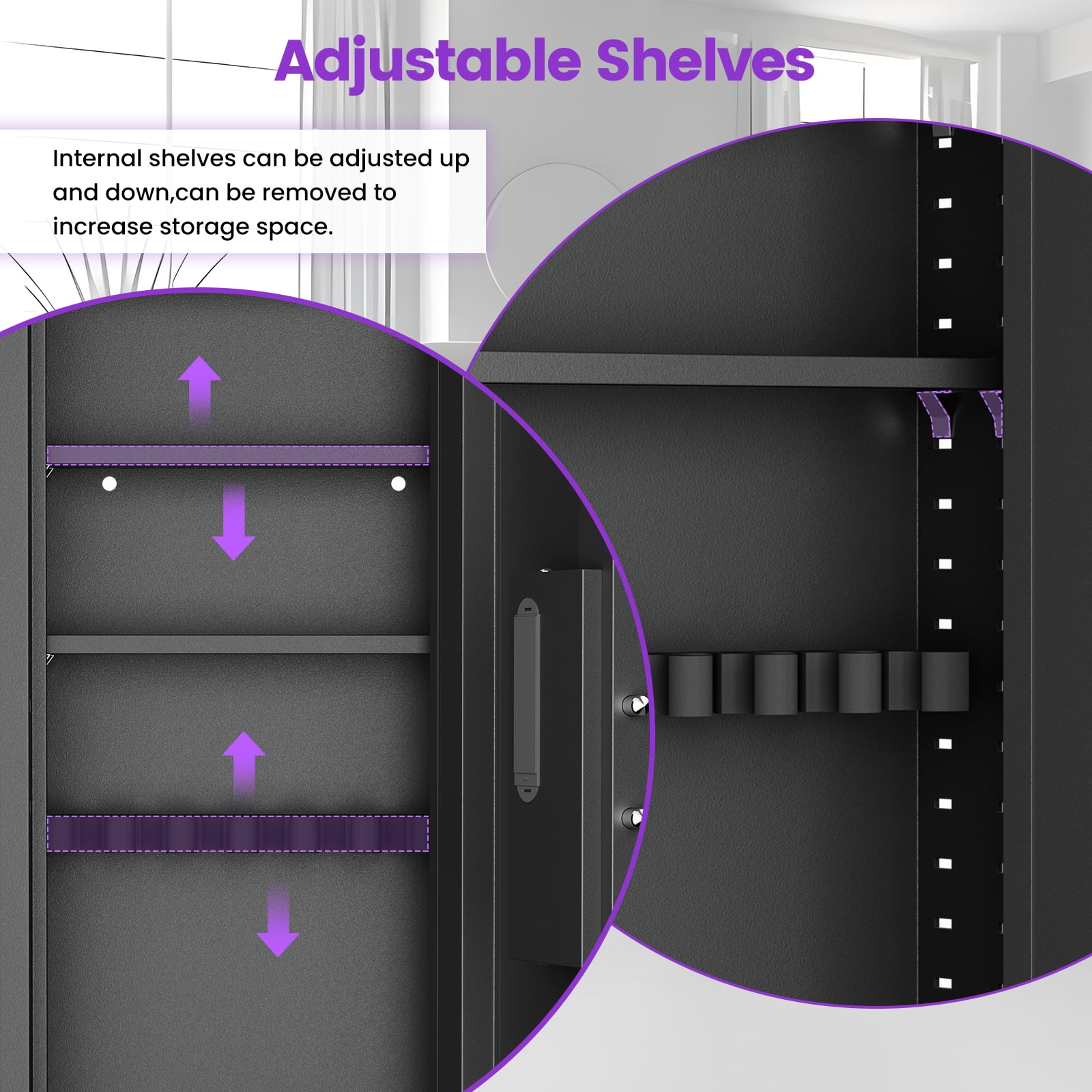 Silkight 53.15" Wall Safe Between the Studs, Hidden Safe with Dual Alarm System and Silent Mode, Wall Gun Safe with 3 Adjustable Shelves and Magnetic Slot