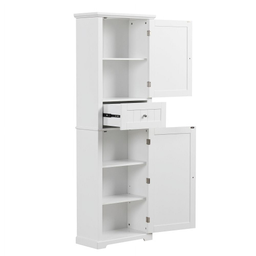 Tall Bathroom Storage Cabinet, 67.3 inch Freestanding Organizers Cabinet with Drawer and Adjustable Shelf for Bathroom, Living Room, Kitchen, Pantry, White