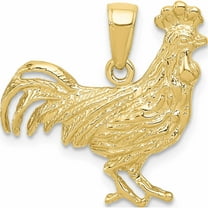 10K Yellow Gold Rooster Pendant (21 X 23) Made In Peru -Jewelry By Sweet Pea