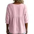 thumbnail image 6 of Bosfbaoi Womens Blouses V Neck Lace Trim Relaxed Fit 3/4 Sleeve Babydoll Crinkle Fabric Casual Tops for Women, 6 of 8