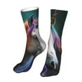 thumbnail image 6 of KLL Colorful Haired White Horse Print Womens Crew Socks Athletic Middle Tube Long Socks Novelty Socks Gifts For Men, 6 of 7