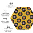 thumbnail image 3 of Pofeuu Retro Vinyl Records Print Coasters for Drinks, 4Pack PU Leather Coasters, Bar Drink Coasters for Tabletop Protection, Furniture from Damage-Hexagon, 3 of 6