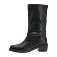thumbnail image 6 of Rokment Fall Winter Wide Mid Calf Boots for Women Leather Pointed Toe Chunky Heeled Riding Tall Boots, 6 of 8