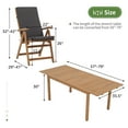 thumbnail image 2 of 7 Piece Patio Dining Set, Outdoor Acacia Wood Furniture Set, Extendable Rectangular Table and 6 Foldable Reclining chairs /Removeable Cushion, FSC Certified, for Deck Garden Backyard, 2 of 8
