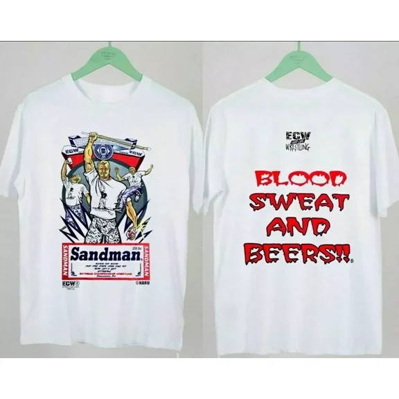 Sandman Blood Sweat Beers Shirt, Ecw Mens T-Shirt Double Sided