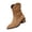 Khaki, variant on Willtoo Womens V-Cuff Slouch Mid Calf Boots Pointed Toe Stacked Block Heel Western Casual Booties Vintage Ruched Cowboy Boots