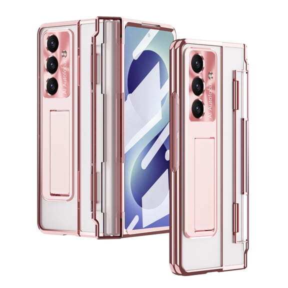 COAROVER Case for Samsung Galaxy Z Fold8 Ultra with Screen Protector,Hinge Protection & Kickstand,Rugged Shock-absorbent Clear Back Cover,Rosegold
