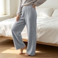 thumbnail image 4 of Squevariel Women's Pajama Pants Solid Color Elastic Waist Straight Leg Pants Lounge Sleep Bottoms, 4 of 6